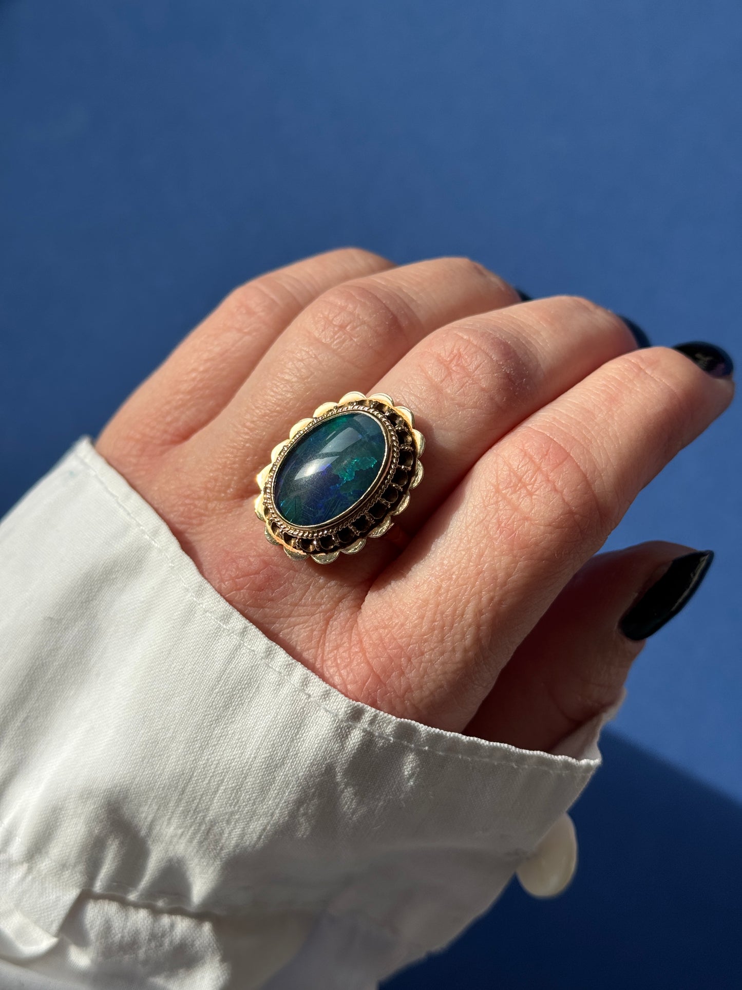 Massive 14ct Australian opal ring