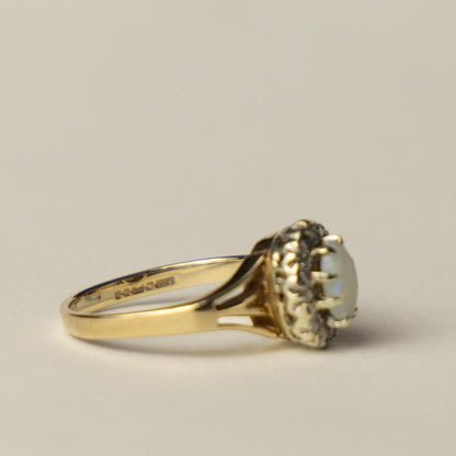 9ct opal & diamond halo ring
