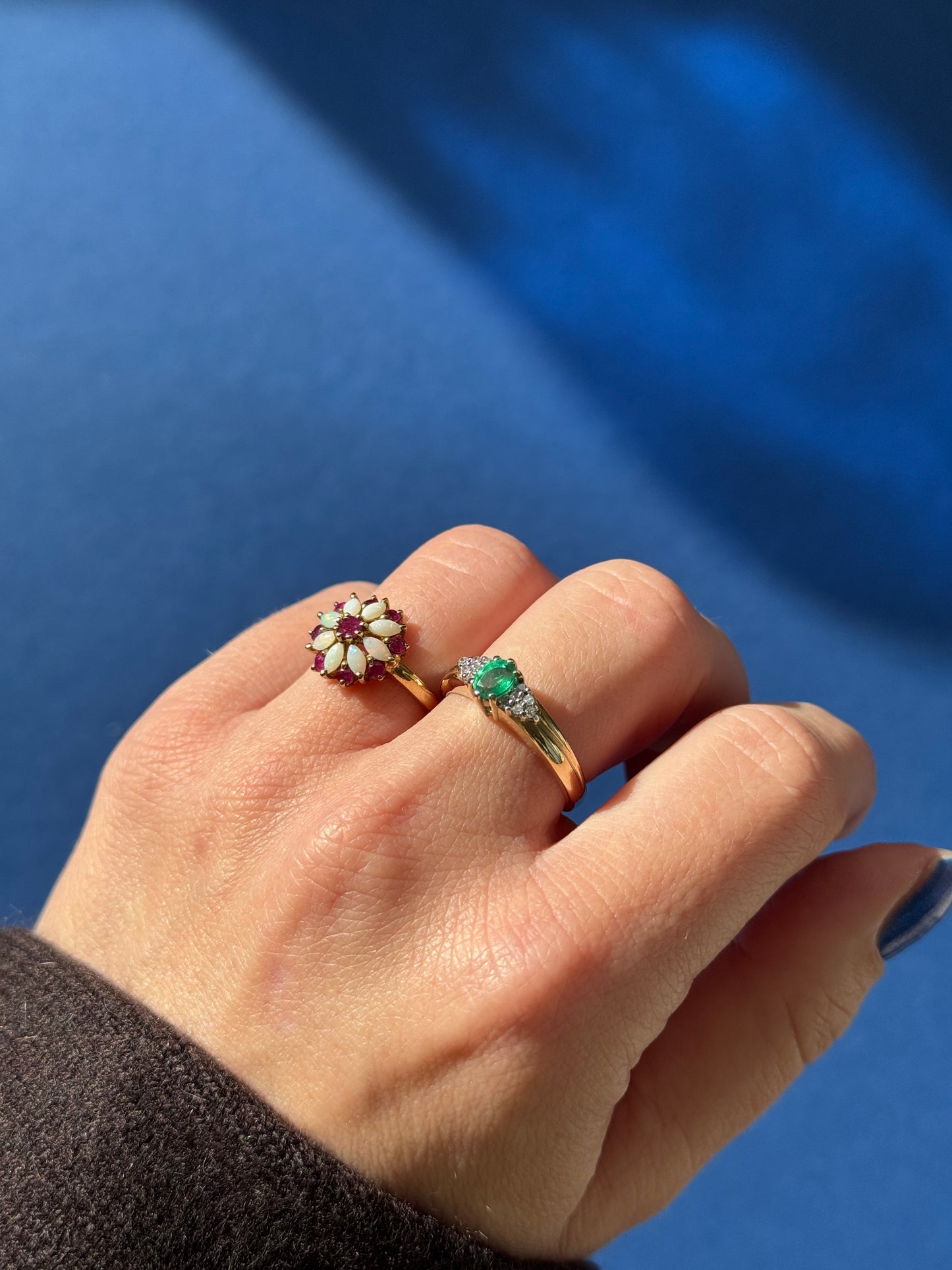 9ct ruby opal flower cluster