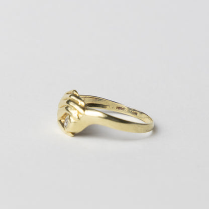 14 carat gold hand ring with diamond