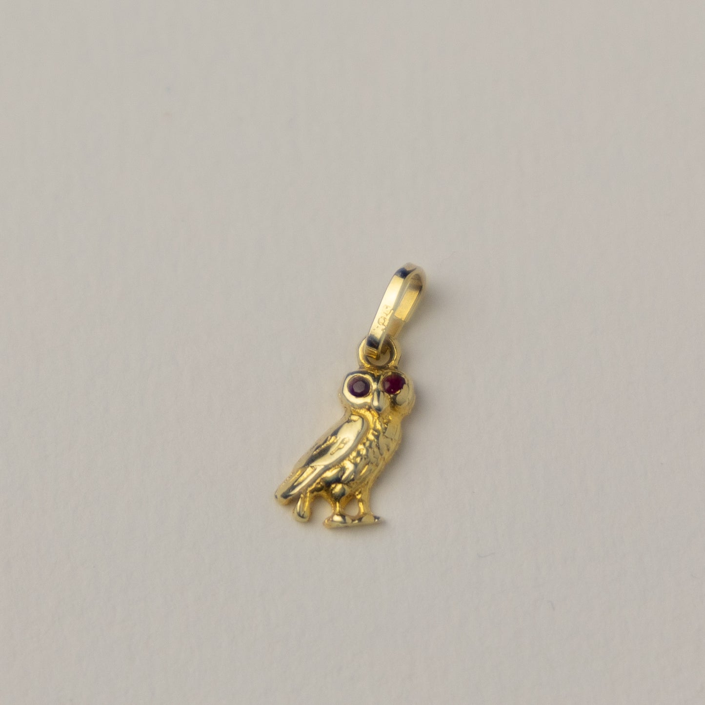 14 carat gold owl pendant with ruby