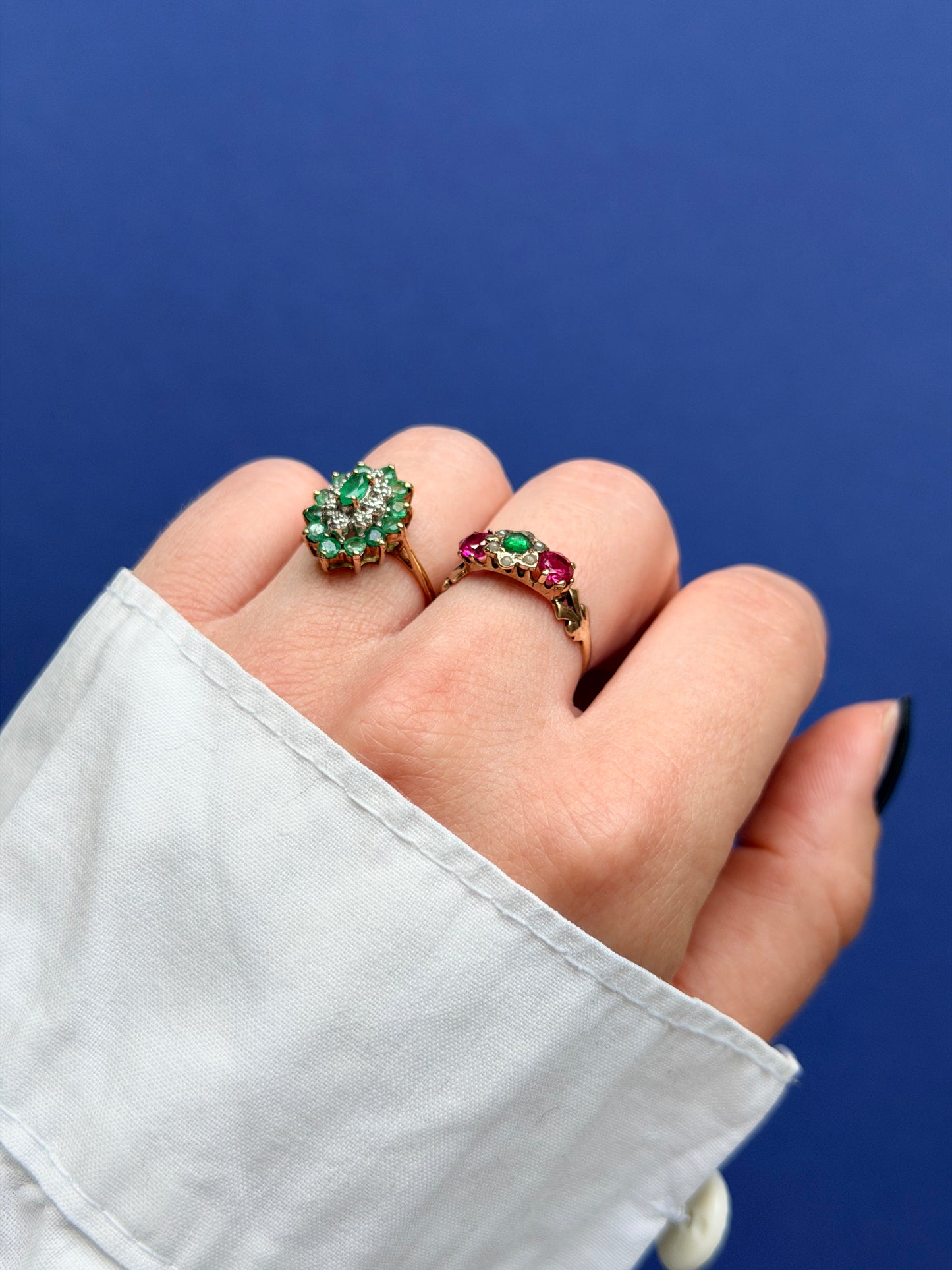 antique Victorian 9ct flower cluster ring