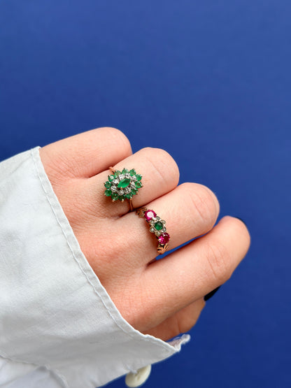 antique Victorian 9ct flower cluster ring