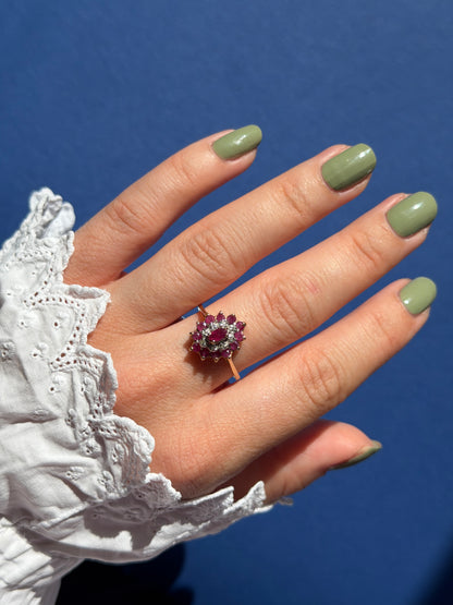 9ct ruby & diamond cluster ring
