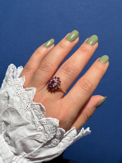 9ct ruby & diamond cluster ring