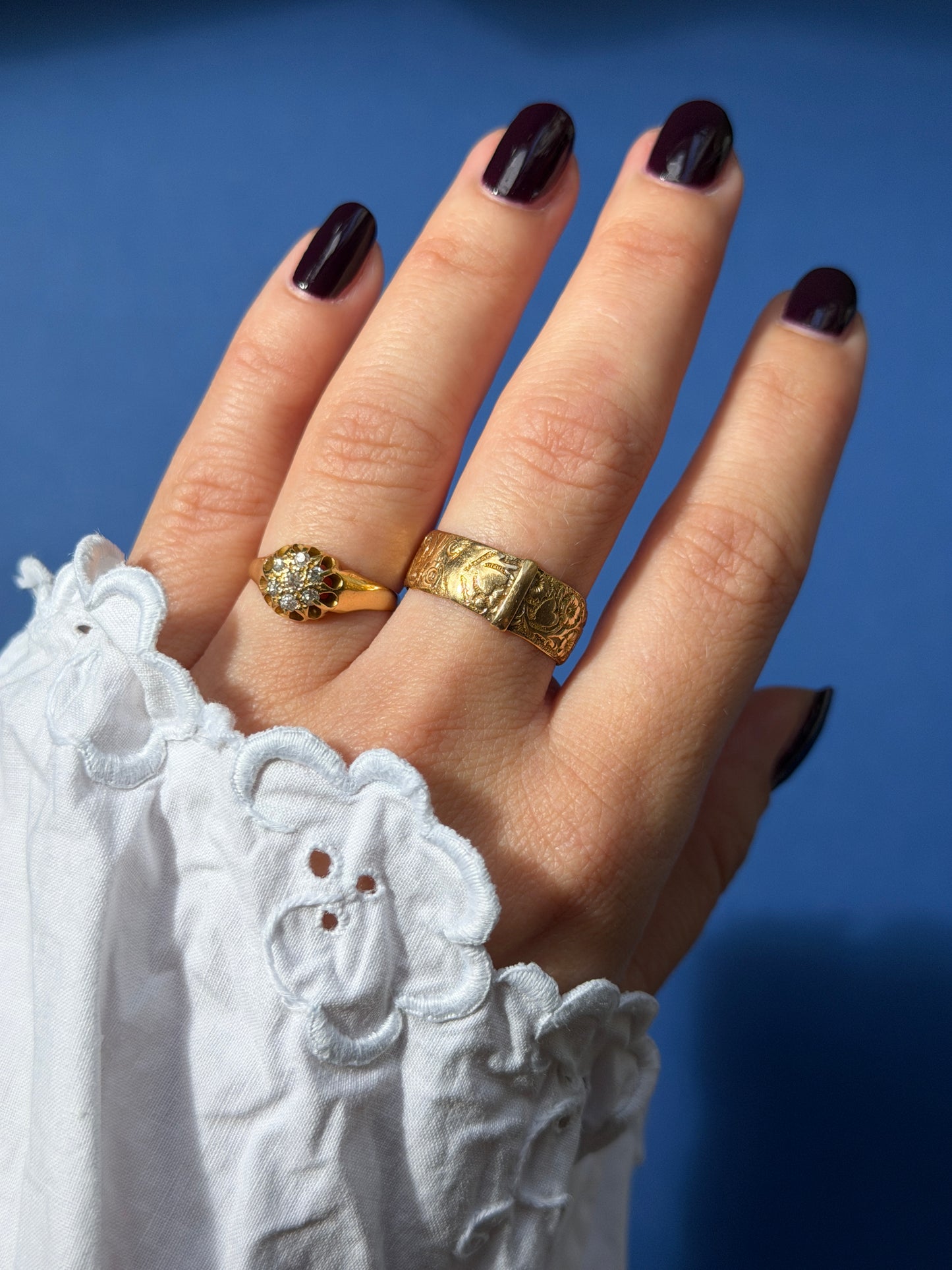 antique 18ct diamond roset cluster ring