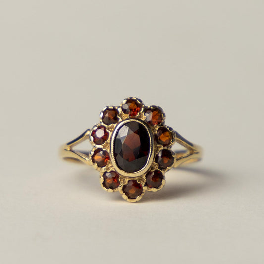 9ct garnet flower cluster ring