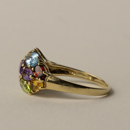 9ct multi-hue gemstone cluster ring