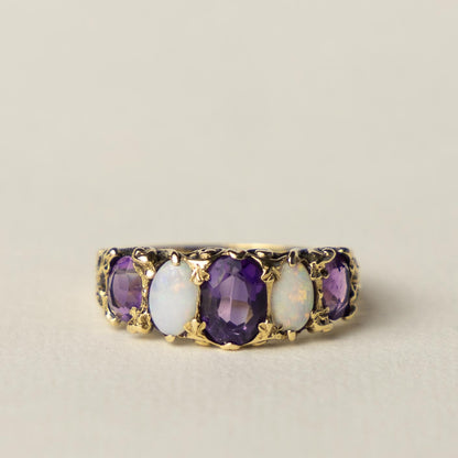 9ct opal & amethist ring