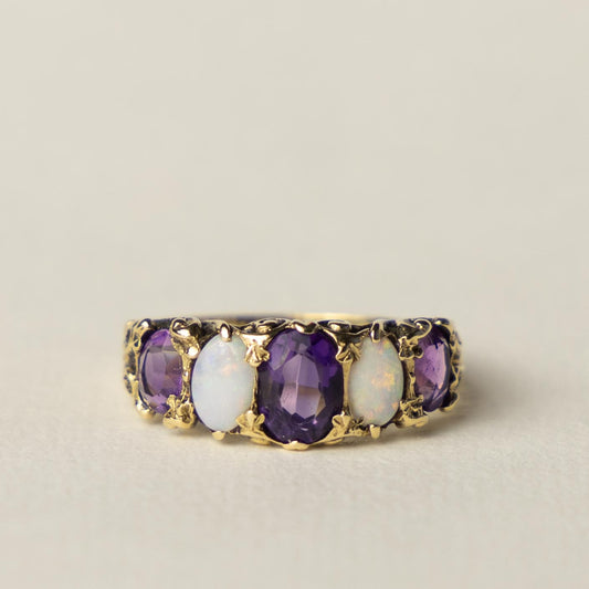 9ct opal & amethist ring