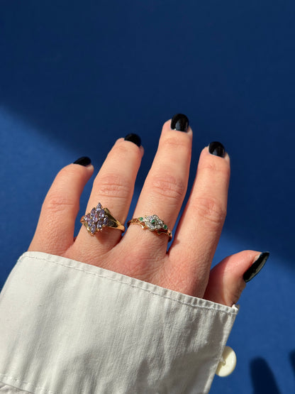 9ct tanzanite & diamond cluster