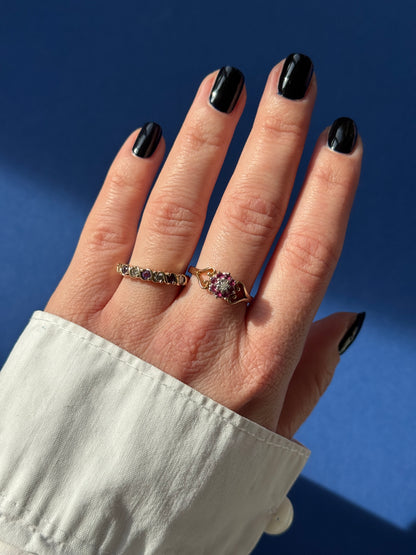 9ct ruby & diamond flower