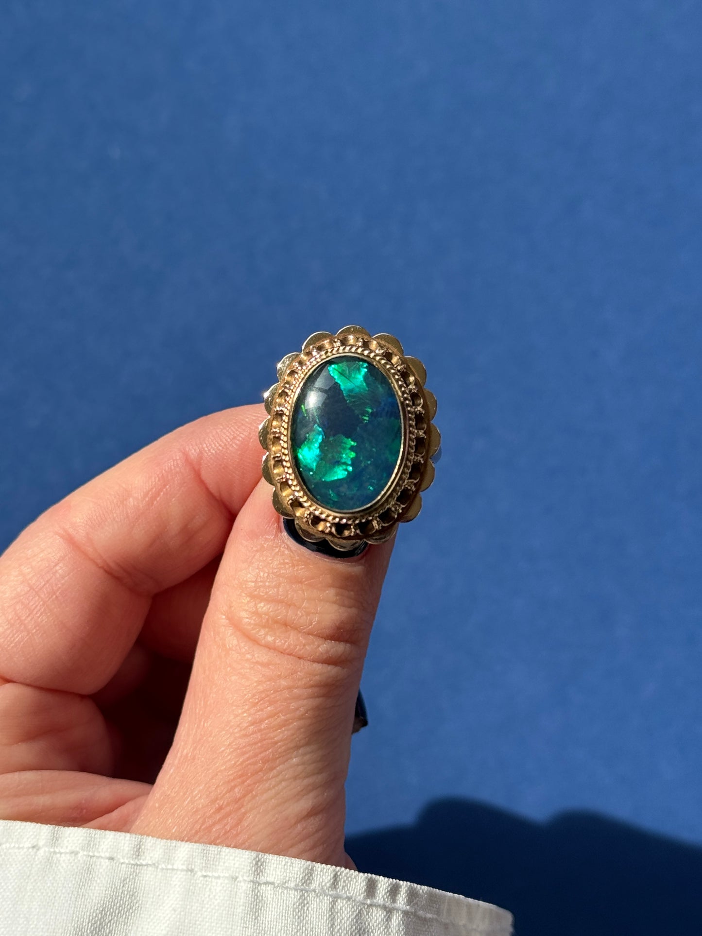 Massive 14ct Australian opal ring