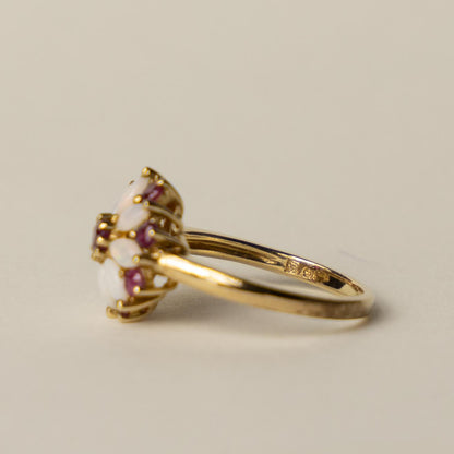 9ct ruby opal flower cluster