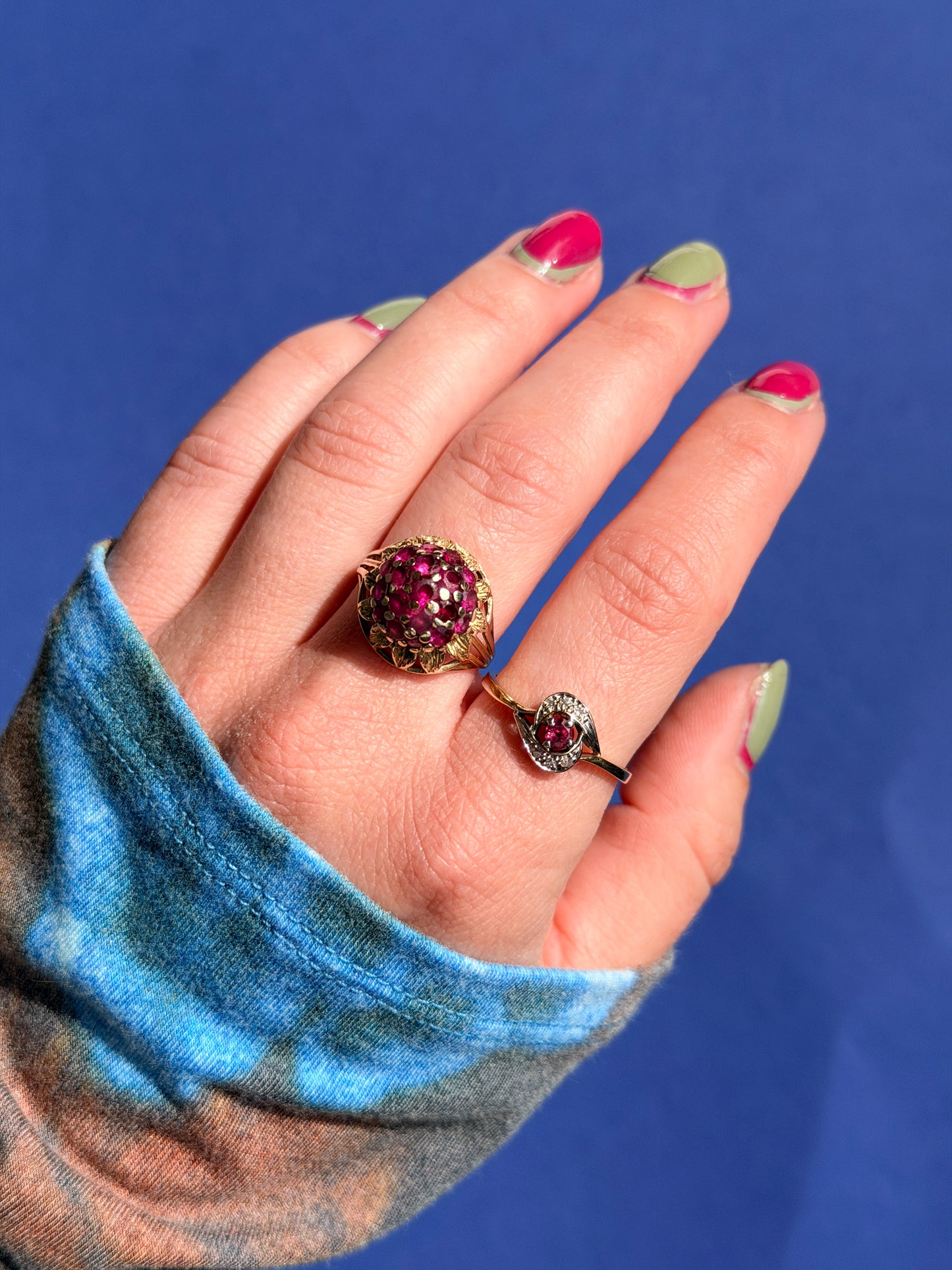 14ct ruby flower cluster