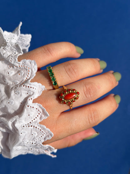 14ct coral cluster ring