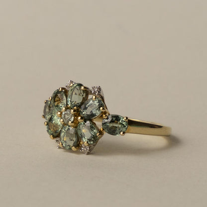 9ct floral sapphire & diamond
