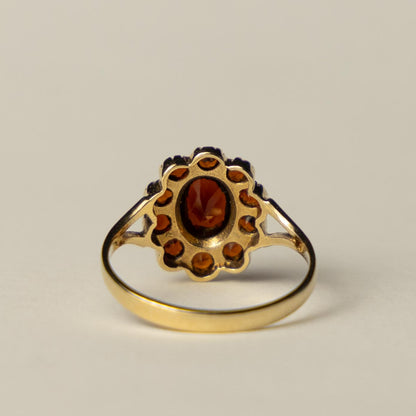 9ct garnet flower cluster ring
