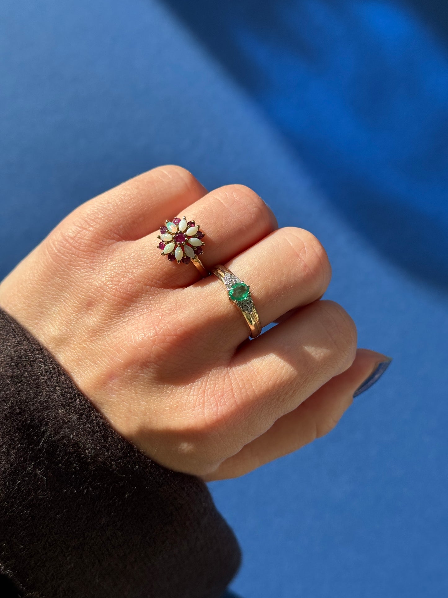 9ct ruby opal flower cluster