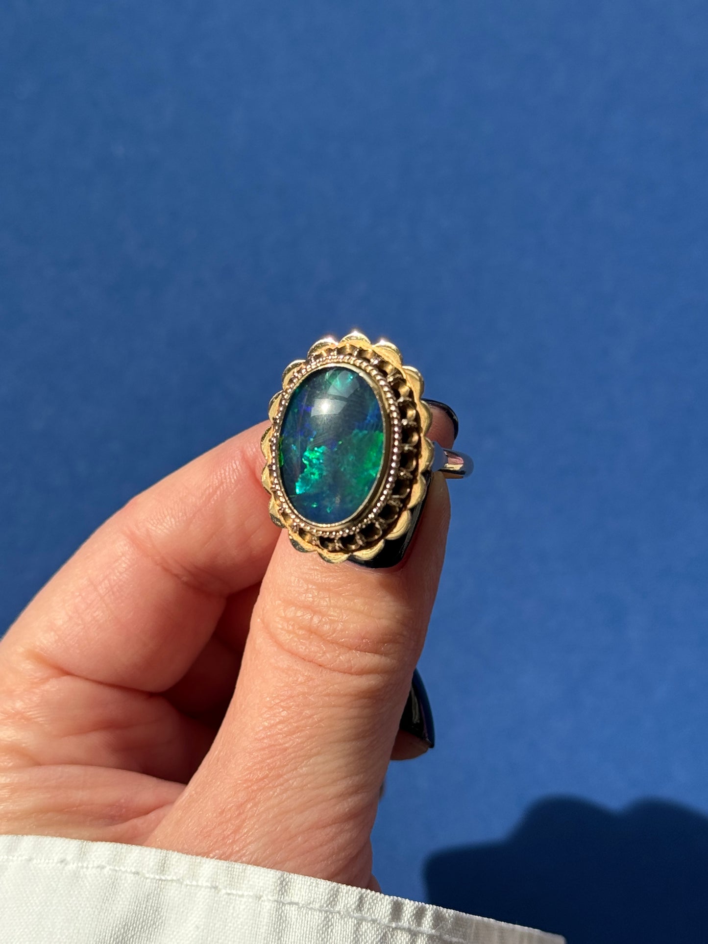 Massive 14ct Australian opal ring