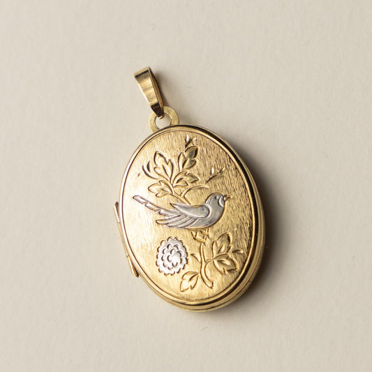 9ct bird locket pendant