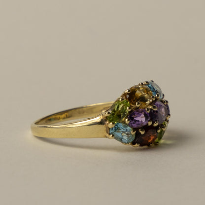 9ct multi-hue gemstone cluster ring