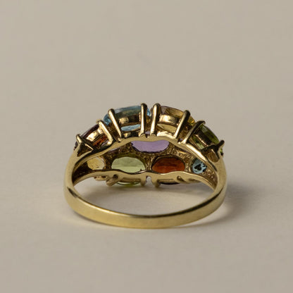 9ct multi-hue gemstone cluster ring