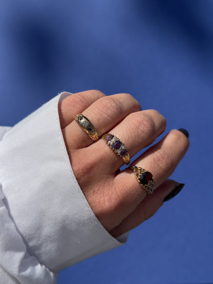 antique 9 carat gold sapphire diamond ring