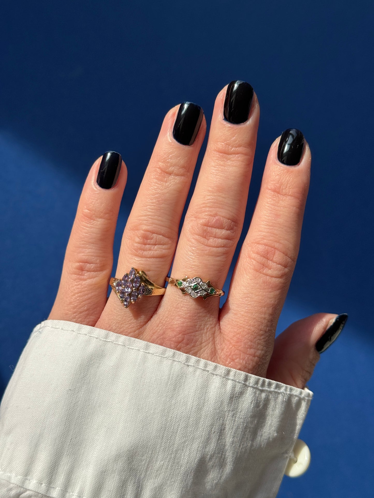 9ct tanzanite & diamond cluster