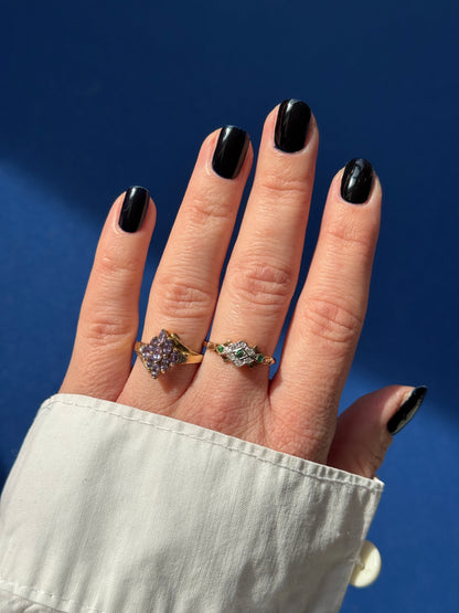 9ct tanzanite & diamond cluster