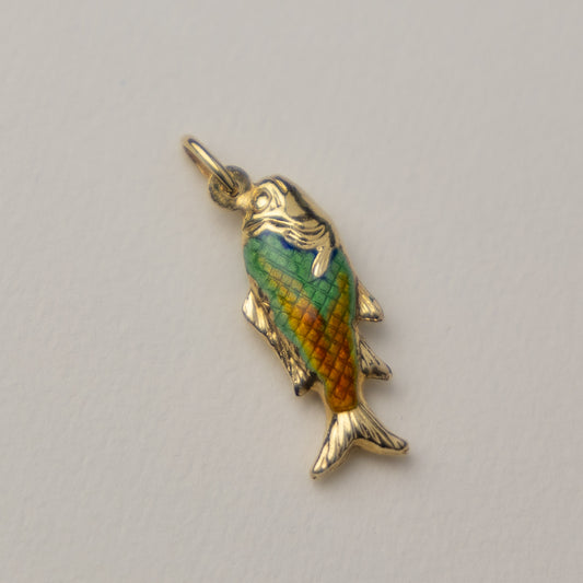 14 carat gold koi fish enamel pendant