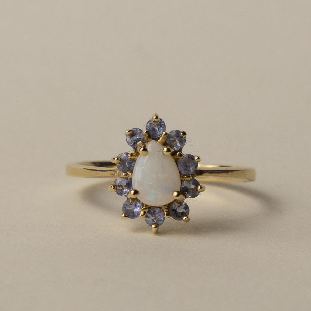 9ct opal & tanzanite cluster ring