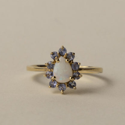 9ct opal & tanzanite cluster ring
