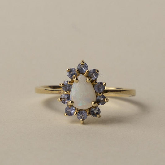 9ct opal & tanzanite cluster ring