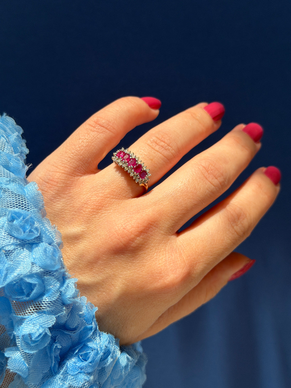 9ct ruby & diamond cluster