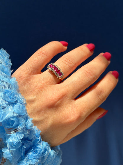 9ct ruby & diamond cluster