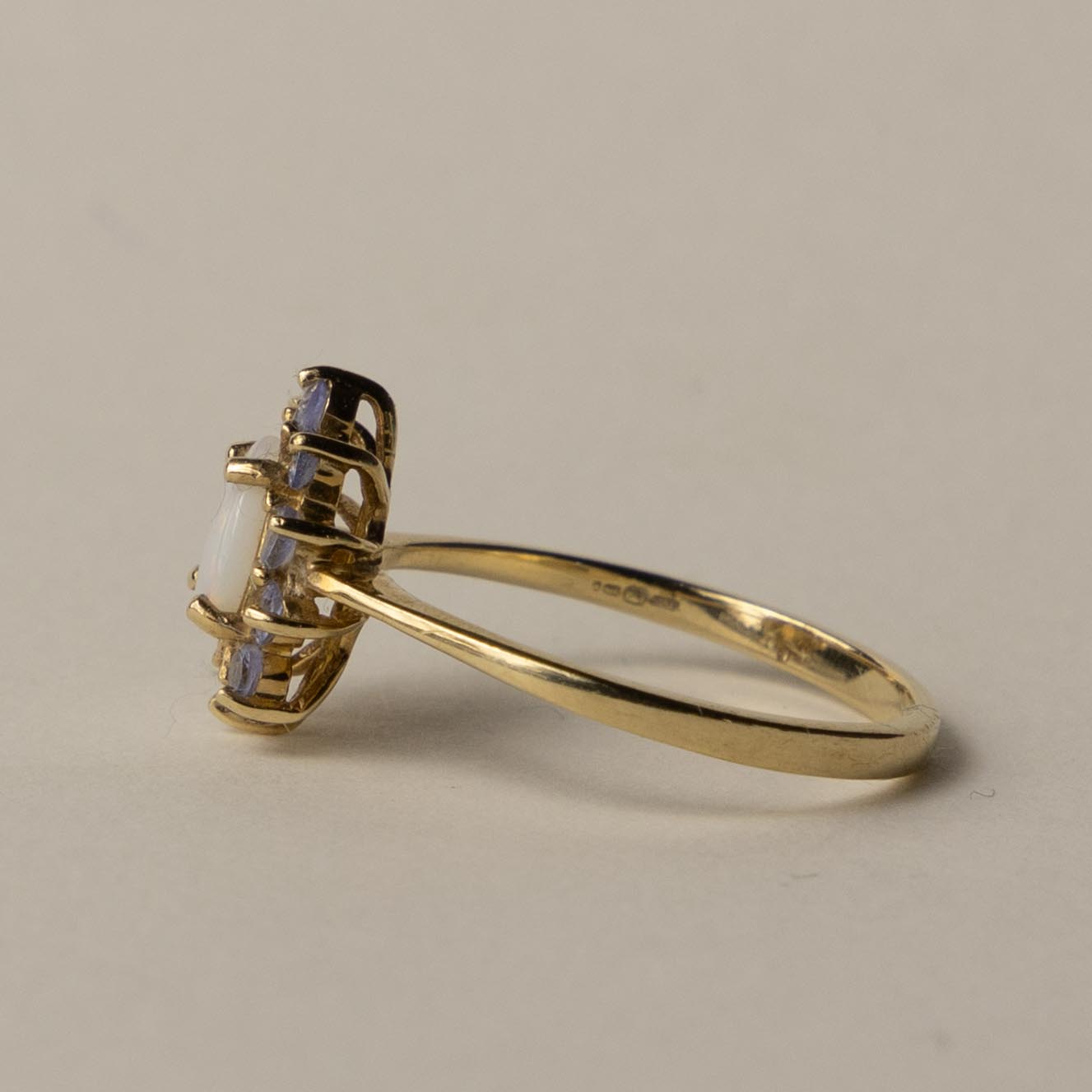 9ct opal & tanzanite cluster ring