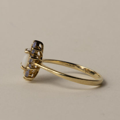 9ct opal & tanzanite cluster ring