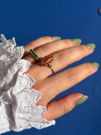 14ct coral cluster ring