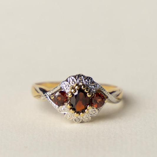 9ct garnet & diamond ring