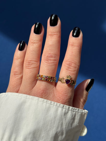 9ct claddagh amethyst ring