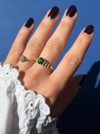 9ct diopside diamond ring