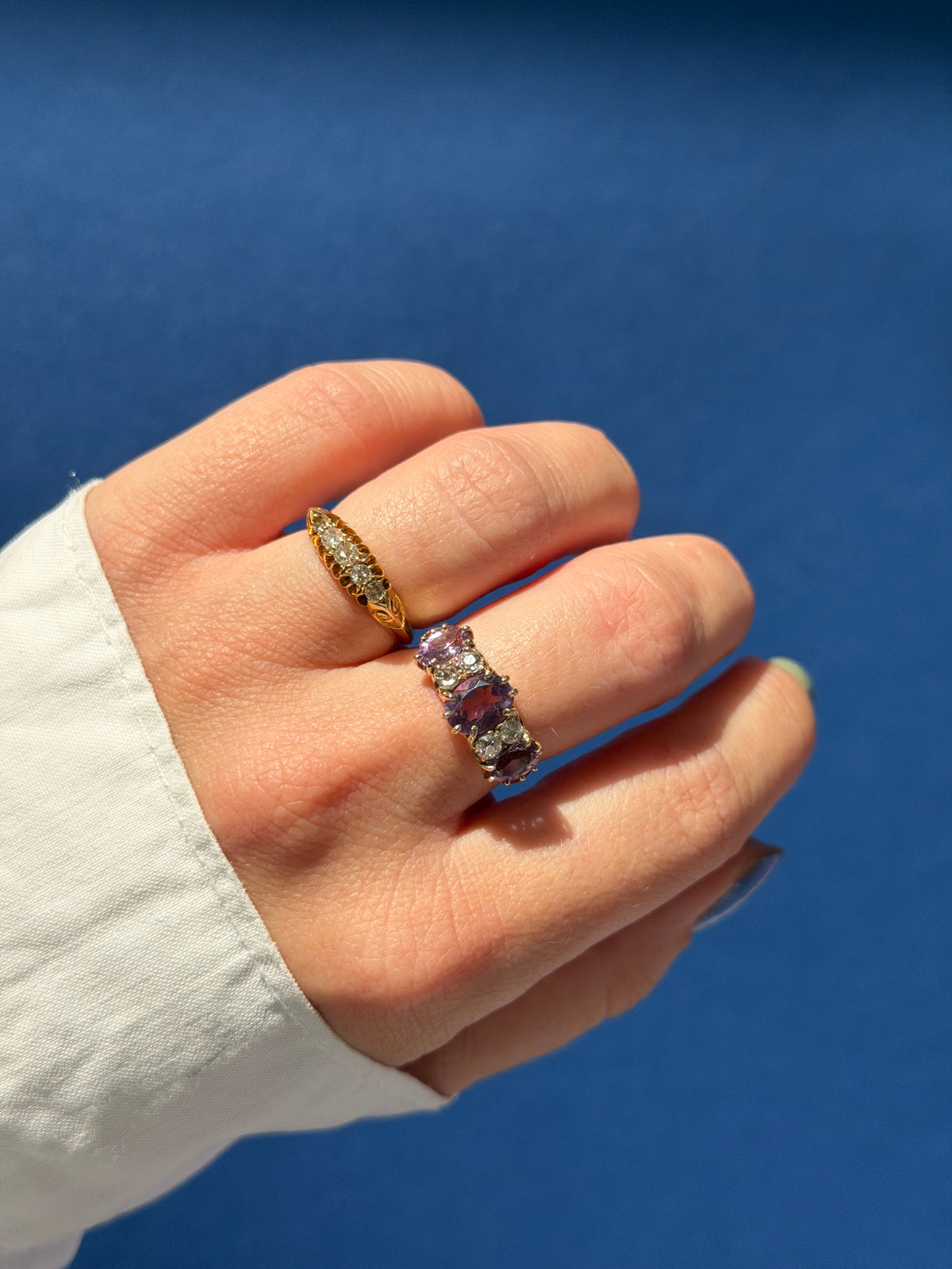 antique 18ct diamond boat ring