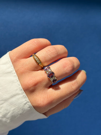 antique 18ct diamond boat ring