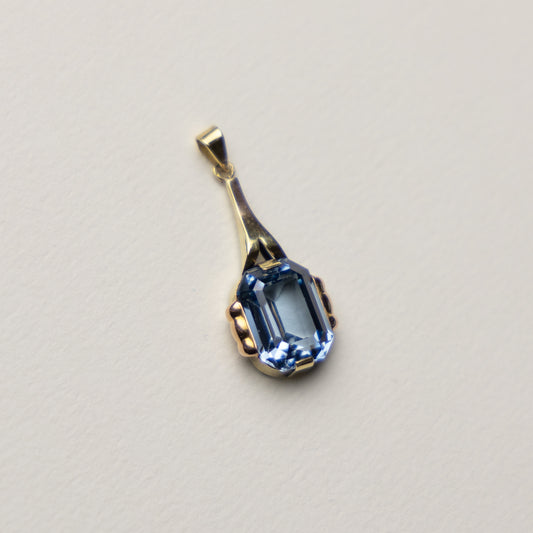 14 carat solid gold art deco spinel pendant