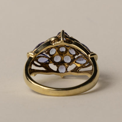 9ct tanzanite cluster ring