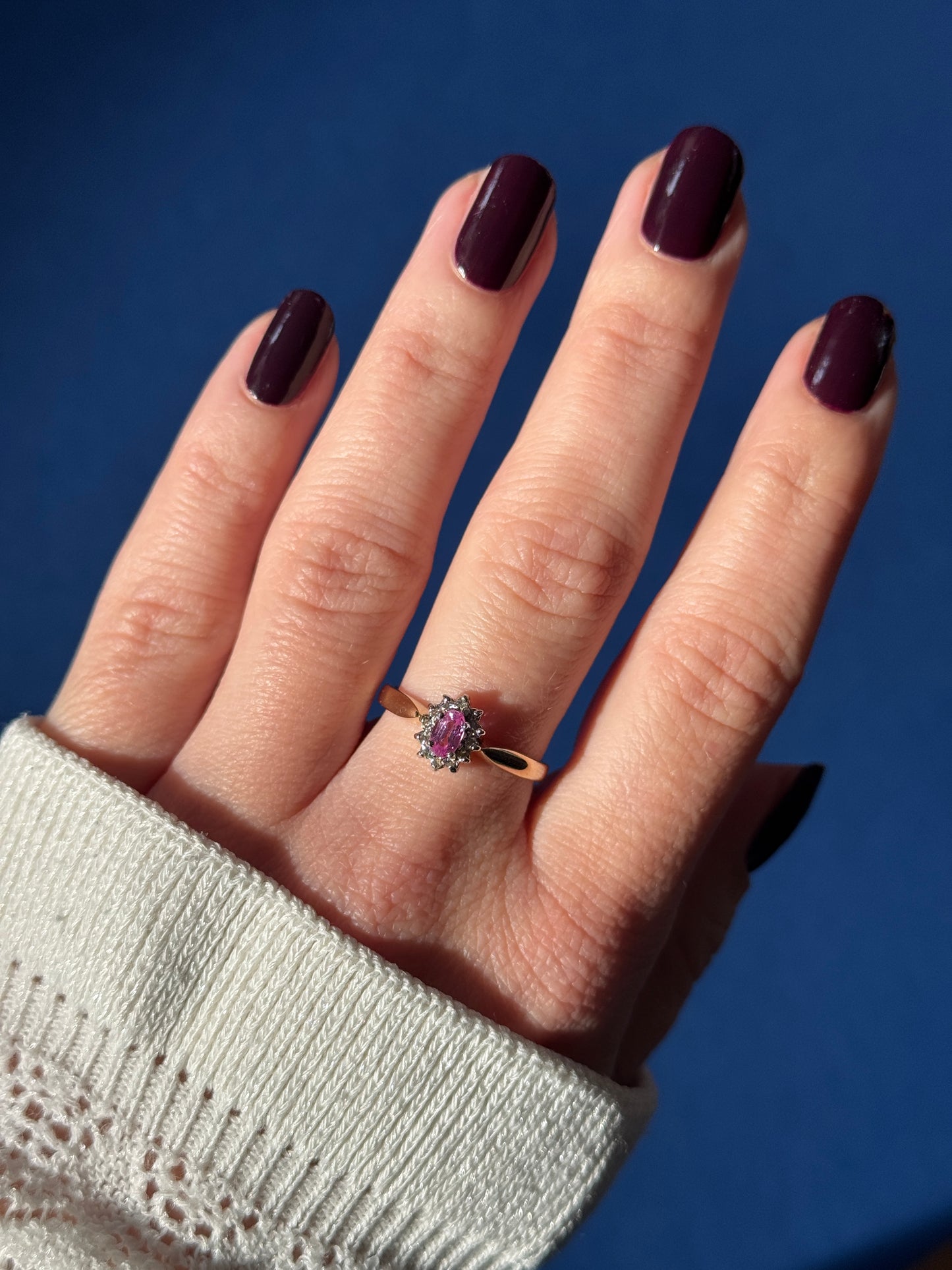 9ct Diana ring pink topaz & diamond