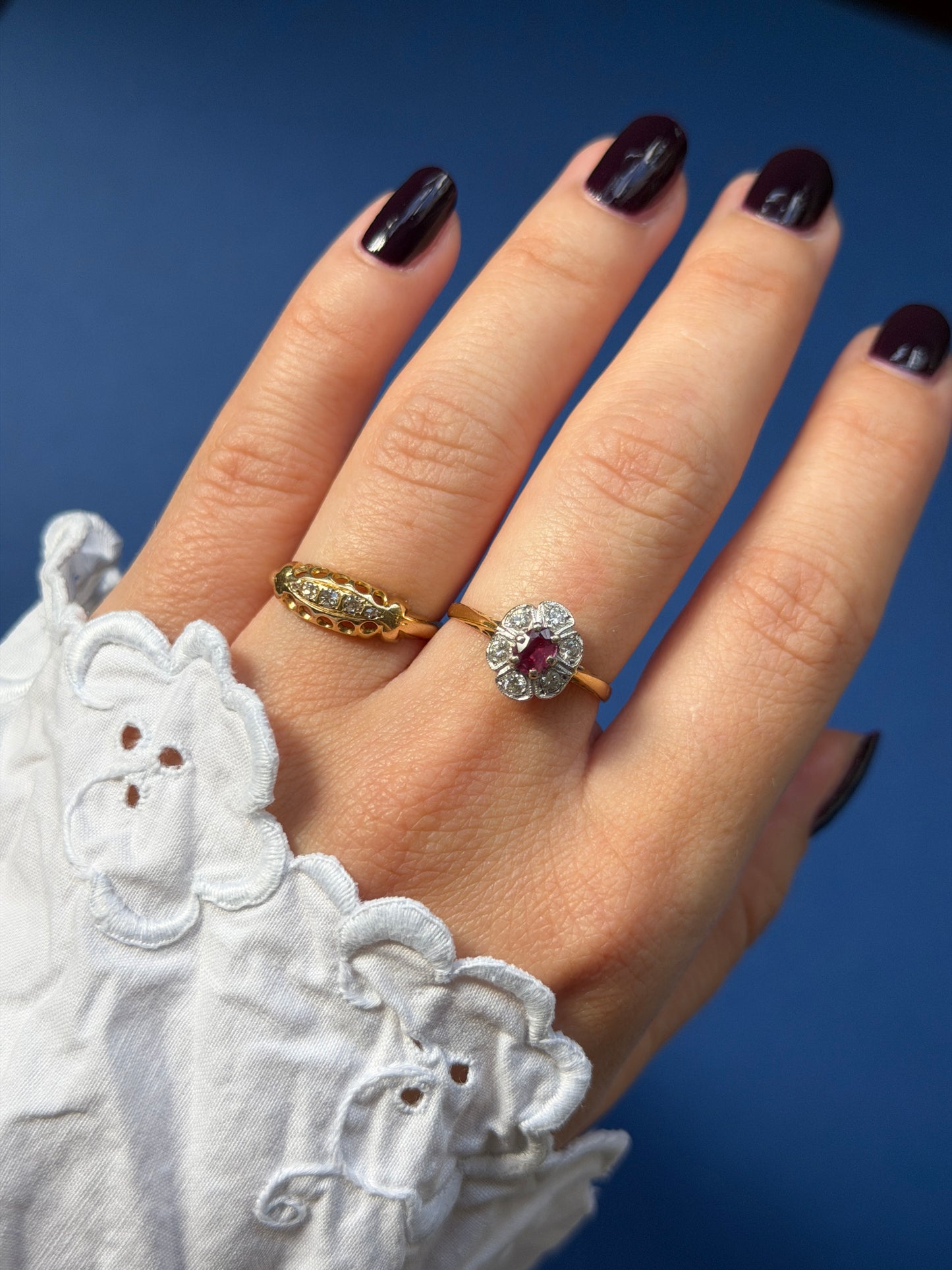 antique 18ct gold diamond gypsy ring