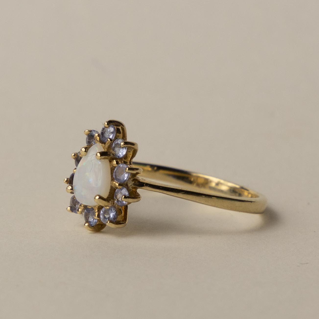 9ct opal & tanzanite cluster ring