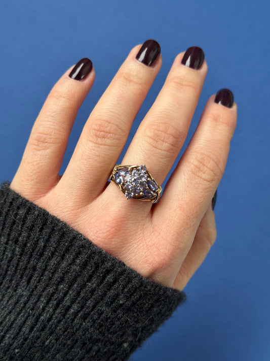 9ct tanzanite cluster ring